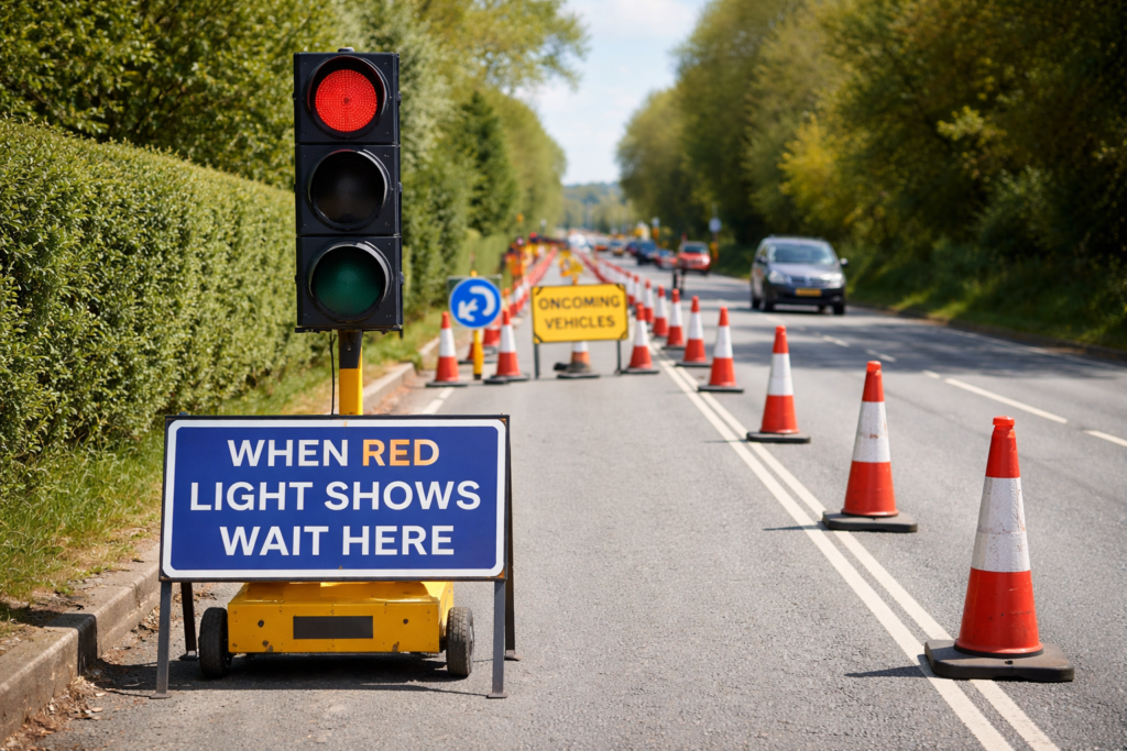 Temporary traffic signal batteries supplied